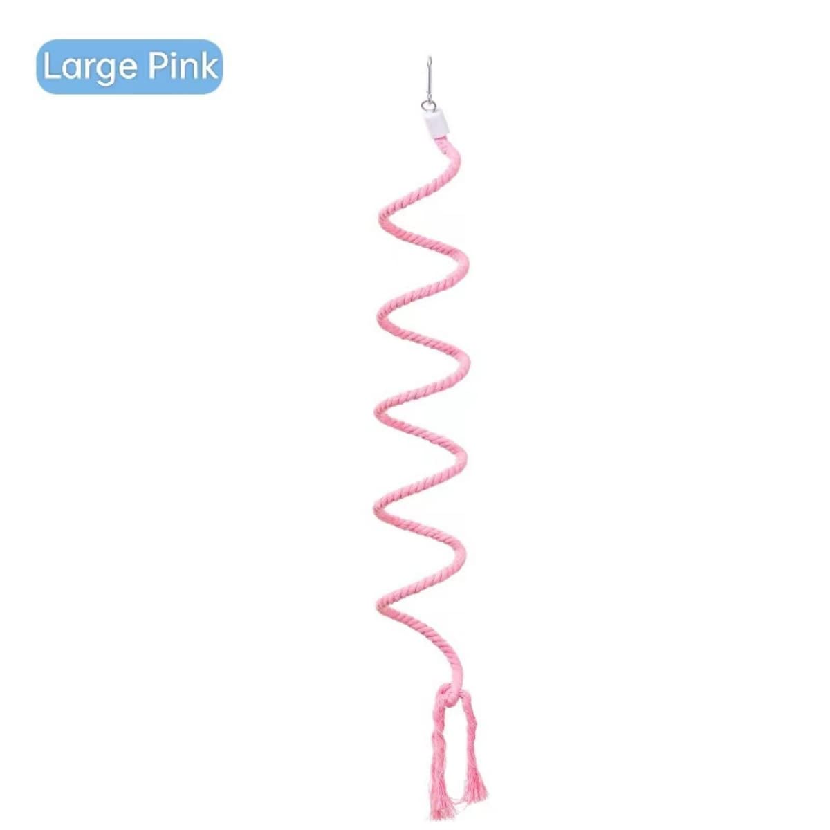 Bird Spiral Rope Perch, Cotton Parrot Swing Climbing Standing Toys, Bird Cage Toy for Lovebirds Budgies Tiels Green Cheek Conures Senegals Quaker Parakeets (Small,Pink)