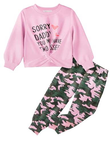 Image of Arshiner Toddler Girls Clothes 2 Piece Outfits Long Sleeve Twist Front Sweatshirt and Sweatpants Sweatsuit Sets