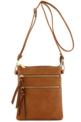 Image of Isabelle Small Lightweight Shoulder Bag for Women, Mini Multi Zipper Pocket Crossbody Handbag with Adjustable strap