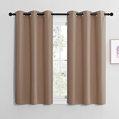 Image of NICETOWN Small Window Kitchen Blackout Curtains, Thermal Insulated Solid Grommet Blackout Curtains /Drapes for Bedroom (Set of 2, 42 by 50 Inch, Cappuccino)