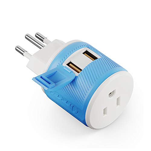 Switzerland Travel Plug Adapter by Orei with Dual USB - USA Input +