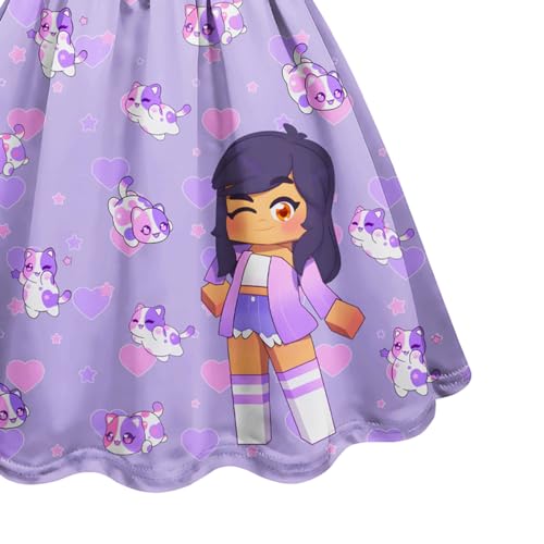 Girls Game Graphic Dress Cartoon Cute Outfit Kids Ruffle Sleeve Dresses Birthday Gift4