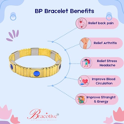 Bracotive® Bio Magnetic Bracelet For Men & Women/Blood Pressure Metal Chain/High Power Magnet/Energy Maintain/Blood Circulation & Therapy/Pain Relief/Pack of 2 Pis.