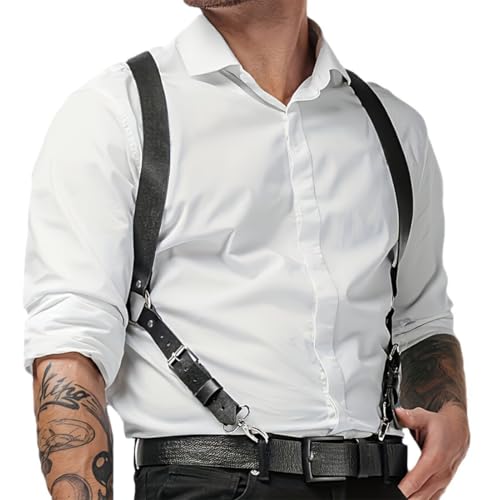 Harness Männer Leder, Hosenträger Herren, Schwarz, Fetisch Reizwäsche, Festival Rave Outfit, Gay Unterwäsche, für Karneval, Sommer, Party, Nachtclub