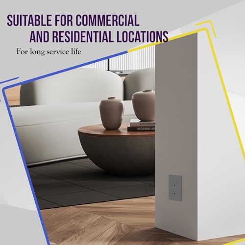 Image of ENERLITES, Gray Decorator Receptacle Outlet, Tamper-Resistant, Residential Grade, 3-Wire, Self-Grounding, 2-Pole, 15A 125V, UL Listed, 61501-TR-GY