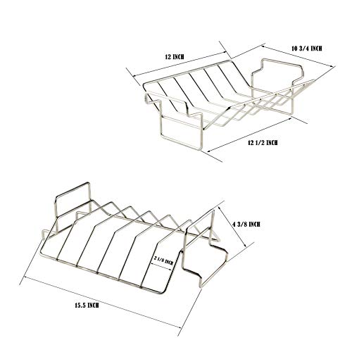 Turkey Roasting Rack for Big Green egg,Rib Rack Big Green Egg Accessories,Smoking and Grilling Roast Rack Dual-Purpose for Large and XLarge Big Green Egg,Kamado Joe,Big Joe grill,100% Stainless Steel