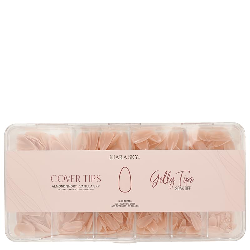 Kiara Sky Puntas de gel de cobertura de almendras cortas  Extensiones de uñas de gel suave preformadas  Cielo vainilla