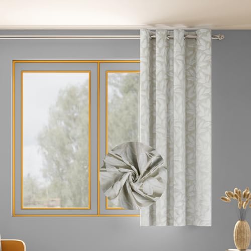 Image of haus & kinder Printed Jacquard Window Curtain 5 Feet Long Pack of 1 Window Curtain, 5 Feet Curtain for Window (Botanic Hush, Ivory Nature Design 130x152 CM)