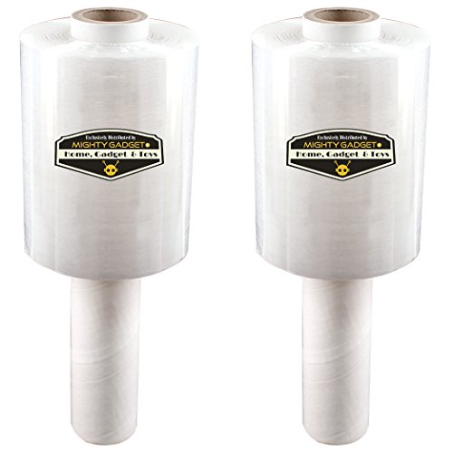 2 Pack of Mighty Gadget (R) Industrial Mini Stretch Wrap Film with Handle for Pallet Wrap, Moving Supplies Stretch Wrap & Shrink Wrap - 80 Gauge, 5” x 1000 ft