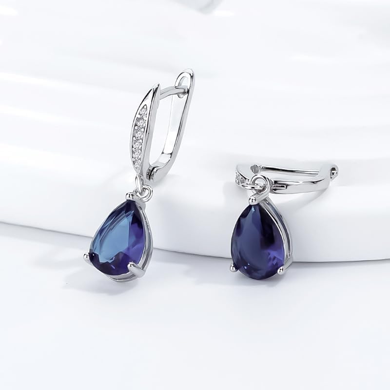 Trendy 14k Gold Plated Huggie Dangle Earrings for Women Round Cut Cubic Zirconia Trendy Drop Dangle Earrings Lightweight Hypoallergenic Gold Jewelry Gifts for Womens - Image 6