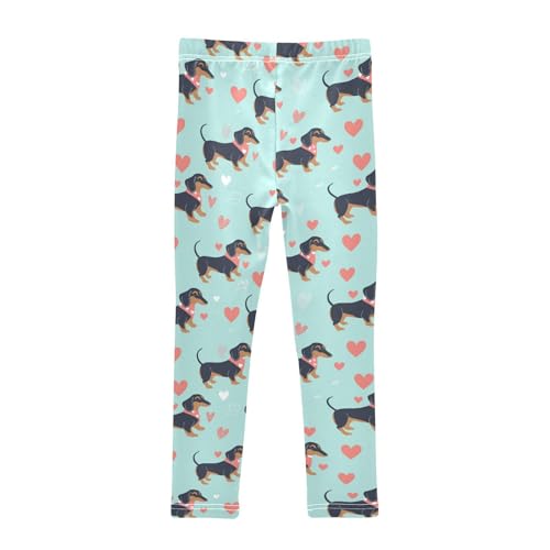 Dachshund Dogs Girls' Leggings Toddler Doodles Love Hearts Kids Yoga Pants Dance Active Tights 4T2