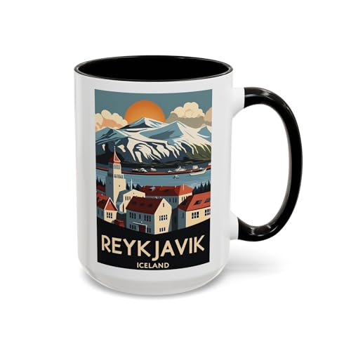 Mug de Cerámica Con Arte de Reykjavik 15oz Negro miniatura 1