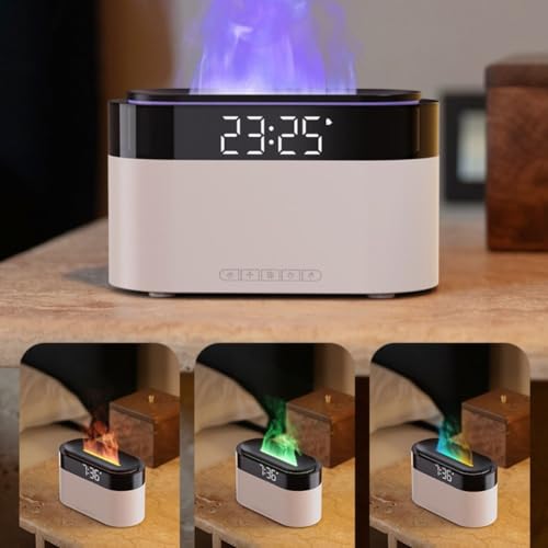Humidificateur de flamme et diffuseur d'arômes portable, télécommande et horloge - 4