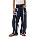 Kenvina Womens Barrel Pants Baggy Wide Leg Pants Casual Palazzo Pant Sweatpants Drawstring Waist Lounge Pant with Pockets（1-Navy,Small）