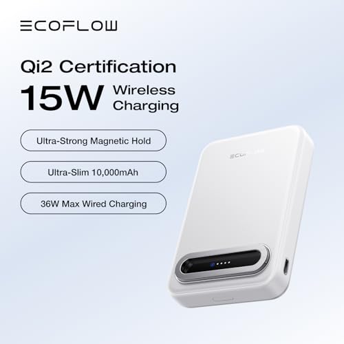 Image of EF ECOFLOW Rapid Mag Power Bank, Qi2 Certified 15W Ultra-Fast MagSafe-Compatible Portable Charger, 10,000mAh Magnetic Power Charger with Foldable Stand, for iPhone 17 /16 /15.