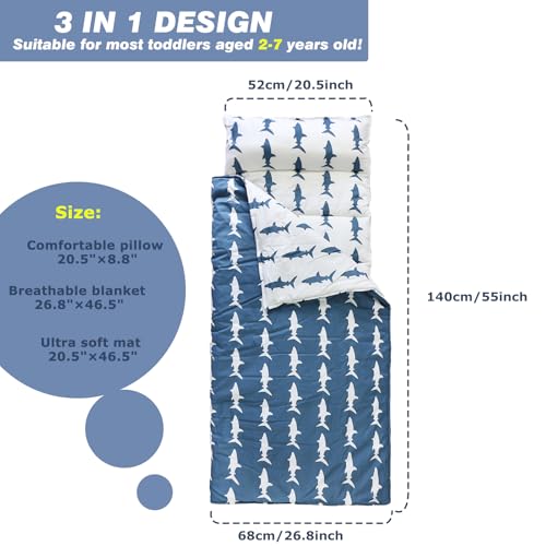 Image of 100% Cotton Kids Toddler Lightweight and Soft Nap Mat- Shark