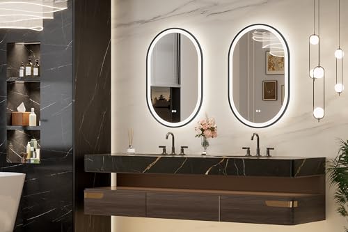 Keonjinn 24x36 Inch Black Oval LED Bathroom Mirror with Lights by Keonjinn - Used condition - Image 2