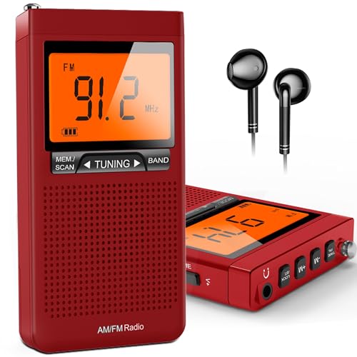 AM FM Radio Portable with Best Reception, Pocket Radio Battery Powered ...