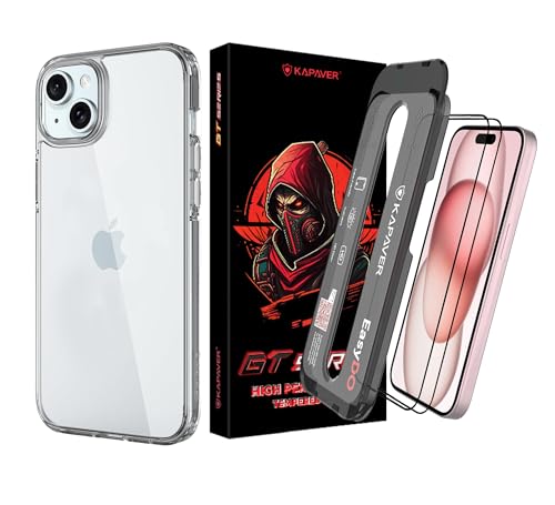 Image of KAPAVER Back Cover Case Compatible with iPhone 15 Plus (TPU+PC) (2 Clear TG + 1 Impulse Clear)
