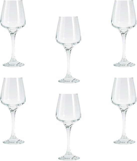 Wine Glasses Set. Contemporary White / Red Wine Goblet. (Pack of 6) (330 cc/ml)