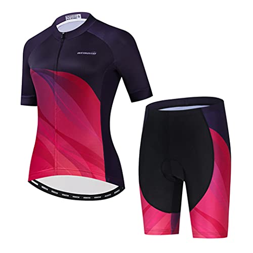 Hotlion Damen Radtrikot Set 3D Gel Gepolsterte Fahrradbekleidung...
