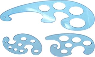 French Curve Ruler in Transparent Reusable Plastic Template Useful as Drafting Tool for Professional Drawing Instrument and Graphing at Work, School or Home Projects in Set of 3 Shapes by Yosogo