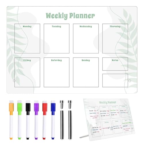 Petits tableaux blancs secs en acrylique avec support et 6 marqueurs, 30,5 x 20,3 cm, pour l'école, la maison, le bureau, la salle de classe