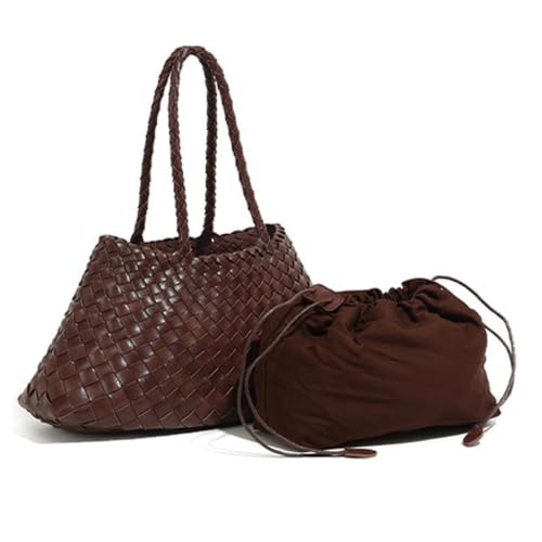 Image of Rejolly Basket Tote Bag for Women Woven PU Leather Shoulder Handbag Chic Purse