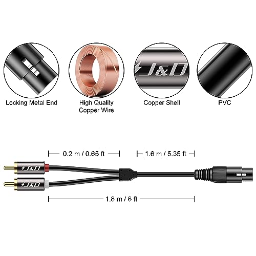 J&D XLR to 2 RCA Y Splitter Patch Cable - Image 3
