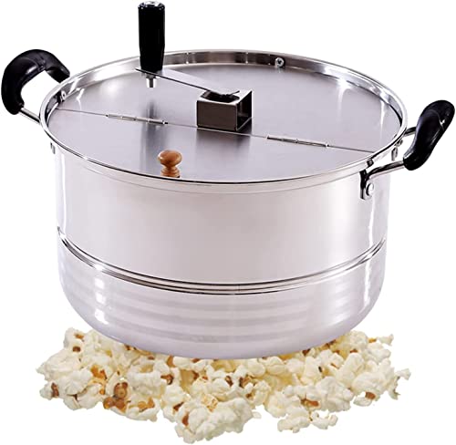 FHSLKXIM Olla para Hacer Palomitas De Mezcla Manual, Máquina para Hacer Palomitas De Maíz A Gas, Acero Inoxidable, Comercial, Antiadherente, Manual, con Manivela, Máquina para Hac