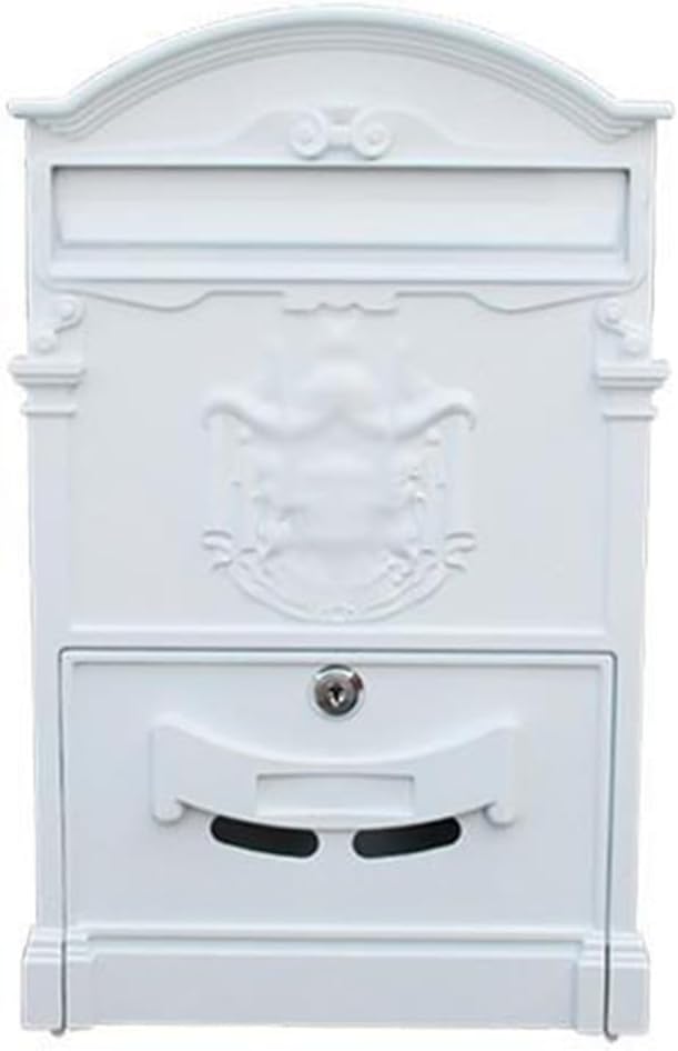 HBJWOV Multi Functional European Mailbox with Lock for Outdoor Vintage Mailbox Rainproof Mailbox(Gray)
