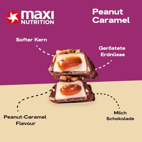MaxiNutrition Creamy Core Bar Peanut Caramel, 12x45g Protein-Riegel, 32% Eiweiß, 15g je Riegel, low Sugar (1,4g), ohne Zuckerzusatz, ohne künstliche Aromen