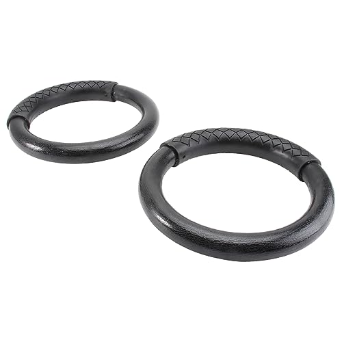 Wakauto 1Pair Abs Gymnastic Rings Home Fitness Rings for Full Body Workouts Training Rings for Pullups Dips and Strength Exercises Durable Black Design