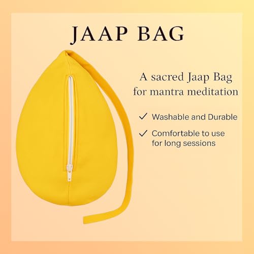 Image of Premium Cotton Jaap Mala Bag with Zipper Pocket & Shoulder Strap | Soft Fabric Chanting Bag for Meditation, Japa & Bhakti Use | (Available in White, Peach & Yellow)