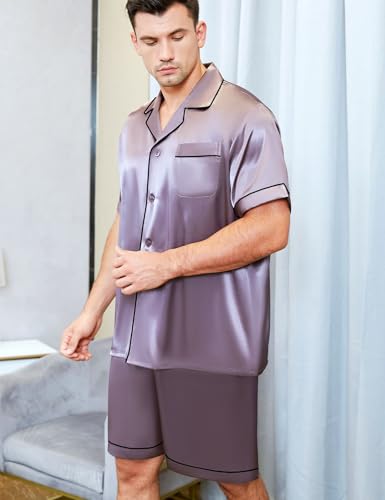 Mens Satin Short Pajamas Set Sleepwear Loungewear S~4XL2