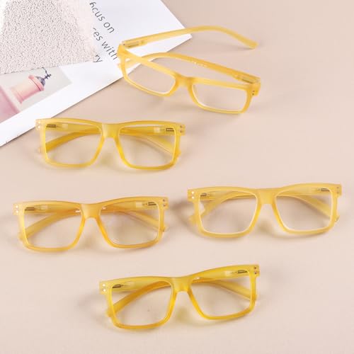 Image of Eyekepper 0.25 Reading Glasses Men, Readers for Women, 5 Pack Yellow | Stylish Mens Womens Cheaters,Large Fashion Reader Eyeglasses,All-Day Comfort Spring Hinges,Scratch Resistant for Work /Crafts