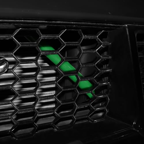 Image of KUNGKIC For 2024 2025 Mustang Grill Inserts Trims ABS V Brace Stripes Wrap Covers Exterior Car Accessories (Green)