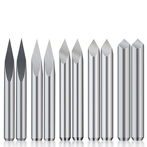 NUSHKI 10pcs 3.175mm Shank 3 Edge Gravure Bit Set Carbide PCB Machine Routeur Bit