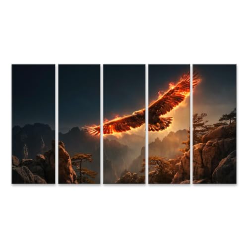 Tableau mural salon aventuriers grand format avec motif aigle de feu