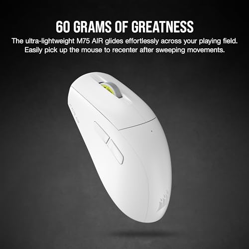 Image of Corsair M75 AIR Wireless Ultra-Light FPS Gaming Mouse - 26,000 DPI - Ultra-Fast Input - Symmetric Shape - iCUE Compatible - PC, Mac - White