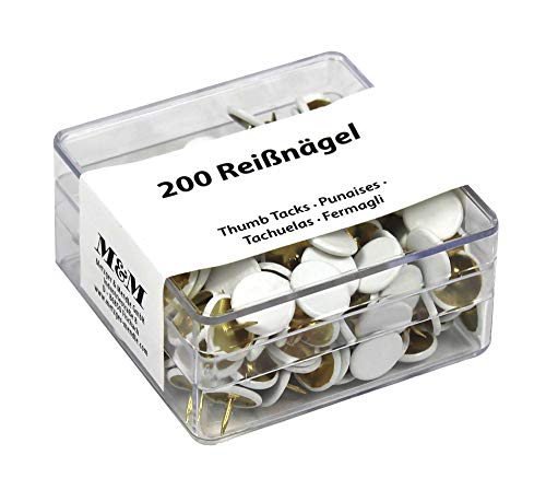 Metzger & Mendle 64270502 200 Reißnägel, kunststoffüberzogen, weiß