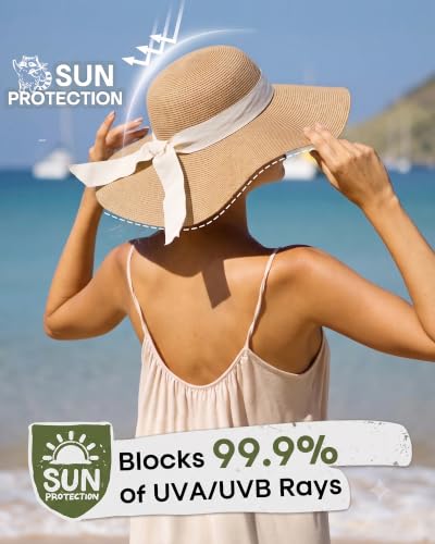 FURTALK Womens Sun Straw Hat Wide Brim Summer Hat Foldable Packable Floppy Beach Hats for Women - Image 4