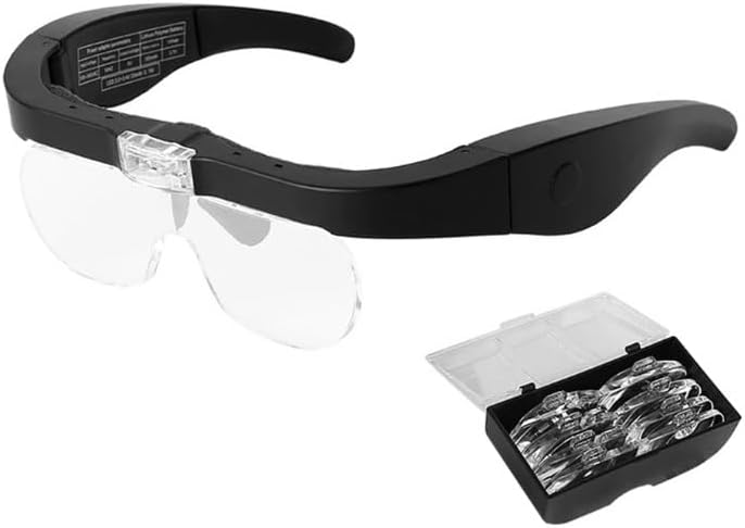 Headband Magnifying Glasses LED Light Rechargeable Reading Watchmaker Repair Wearing Magnifier