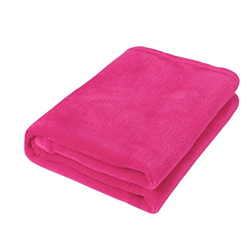 Firzero Throw Blanket Bed Blanket For Kids & Adults, Comfortable Warm Anti-Static Flannel Throw Blankets, 19X27 Inch Solid Color Plush Warm Blanket For Sofa, Car, Travel, Home, Office (Hot Pink) #TOP4