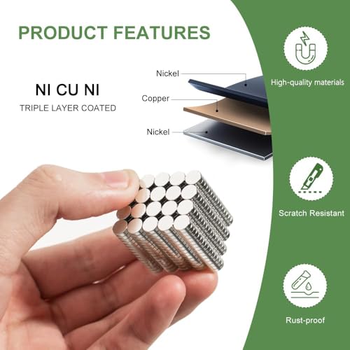 Image of rhinocats 150Pcs Small Round Magnets，6x2mm Mini Magnets for 3D Printing,Office, DIY,Fridge, Crafts and Science