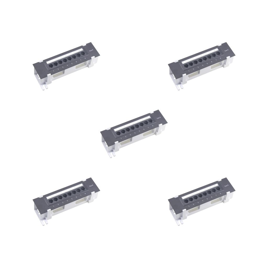 5 set di 8 porte schermate Patch Panel per Cat. 6 Gestione cavi ufficio facile da usare