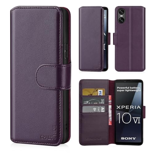 CHALK & HIDE Genuine Leather Wallet Case for Sony Xperia 10 VI (2024), Aubergine - Image 2