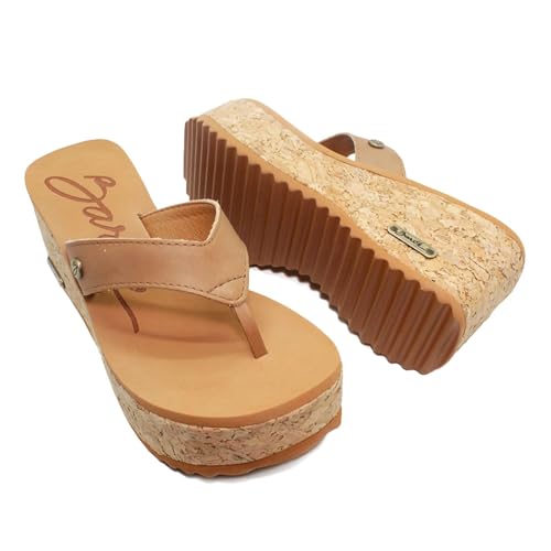 Tamanco Plataforma Feminino Barth Shoes Trancoso Correia Couro (Castanho, BR, Adulto, Numérico, 34)