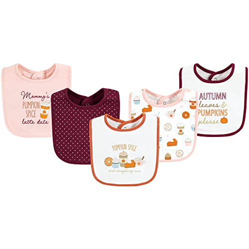 Image of Hudson Baby Unisex Baby Cotton Bibs, Pumpkin Spice Date, One Size