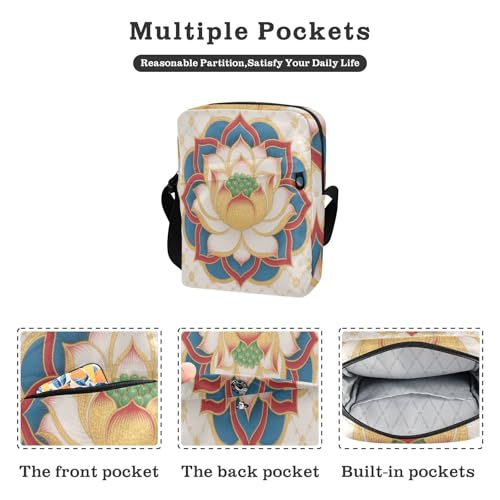 messenger bag Crossbody Bags For Women Small Cross Body Purses Adjustable Strap for work work - flower Indian Style2
